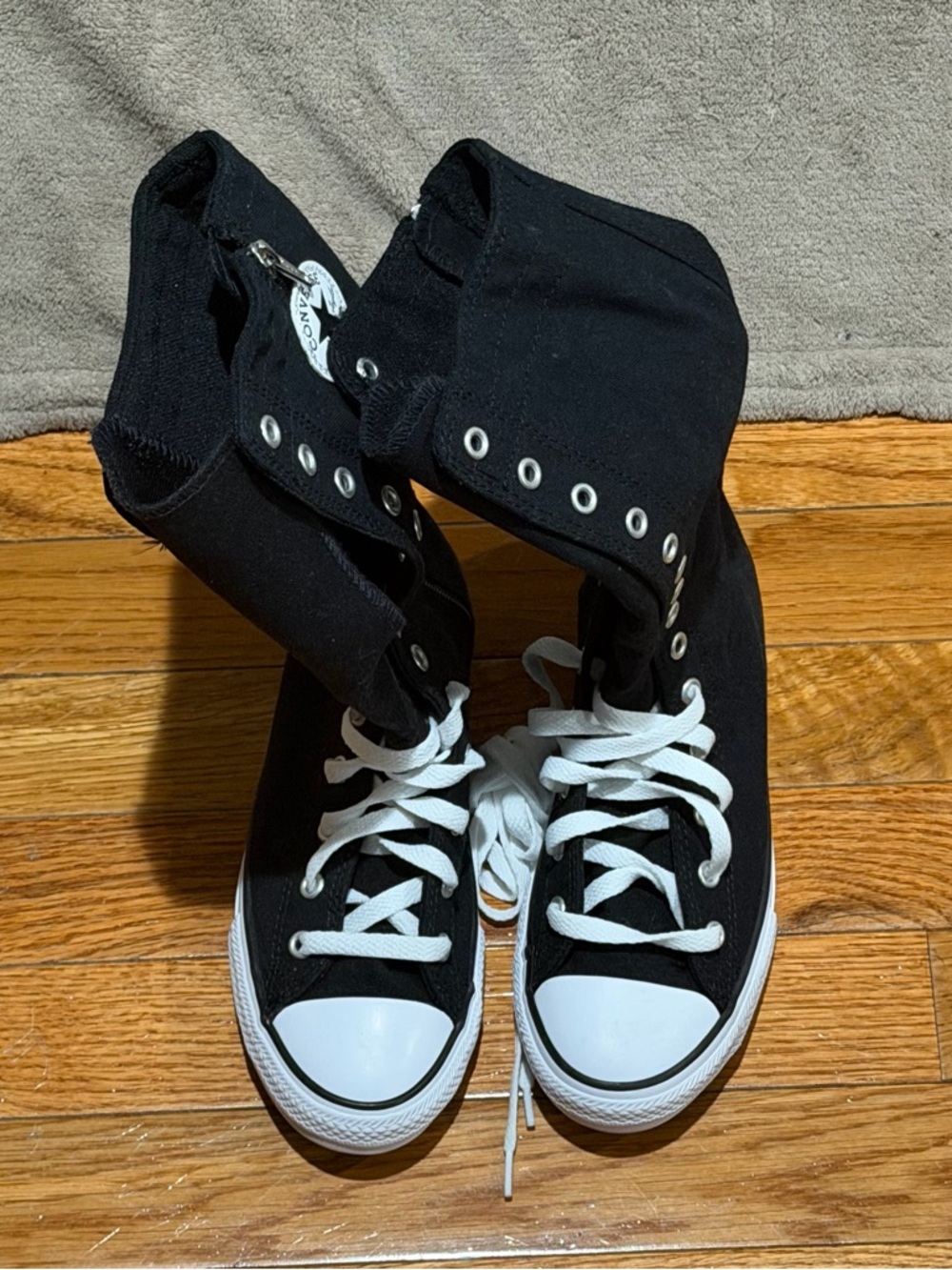 New Converse Chuck Taylor All Star XX Hi Knee High Black Boots Youth Size 3 - Picture 2 of 7